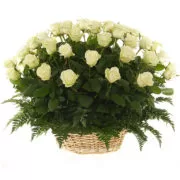 Большая корзина с цветами - белые розы