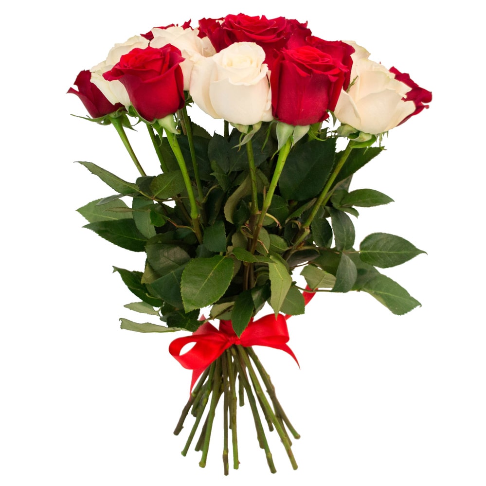 Букет из белых и красных роз (ЭКВАДОР)