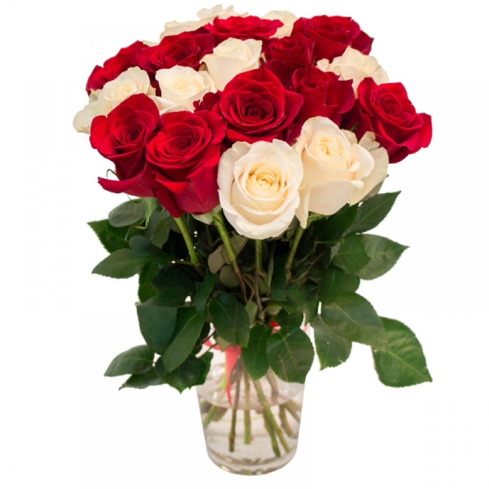 Букет из белых и красных роз (ЭКВАДОР)